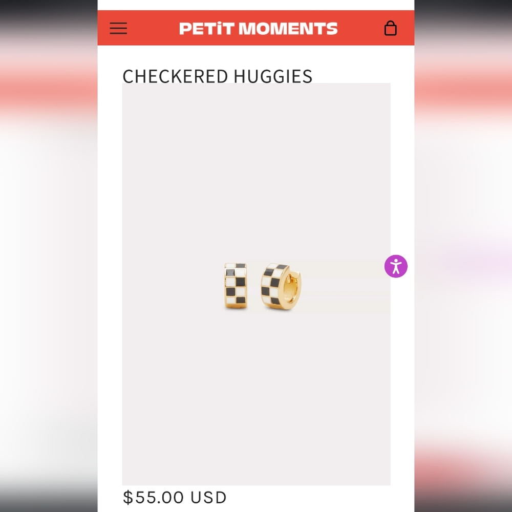 REVOLVE PETIT MOMENTS 18k  CHECKERED HUGGIES - Picture 9 of 9